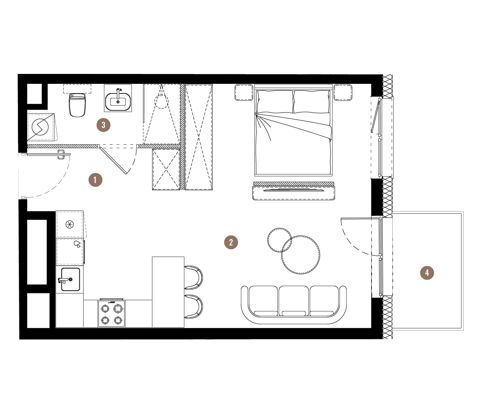 Plan 1 pok. 37m²