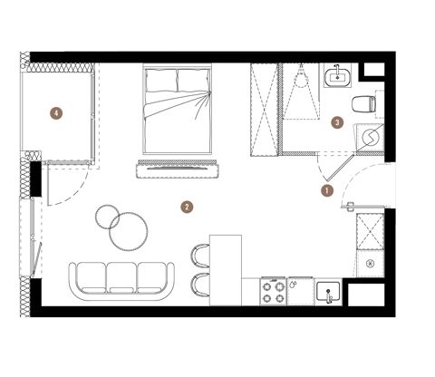 Plan 1 pok. 36m²