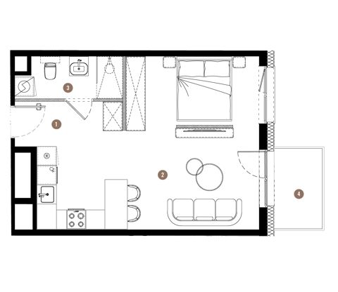 Plan 1 pok. 38m²