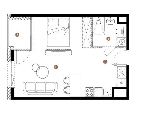 Plan 1 pok. 36m²
