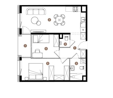 Plan 3 pok. 59m²