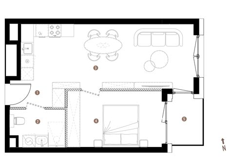 Plan 2 pok. 44m²