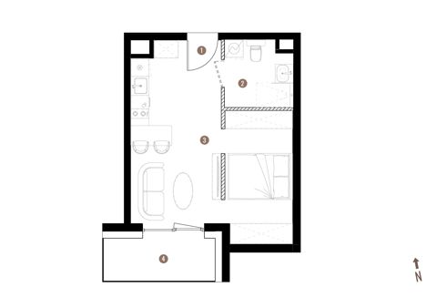 Plan 1 pok. 31m²