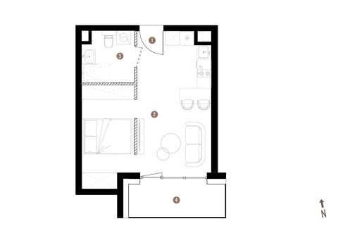 Plan 1 pok. 32m²