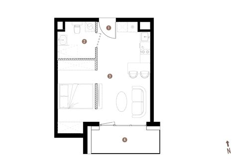 Plan 1 pok. 32m²