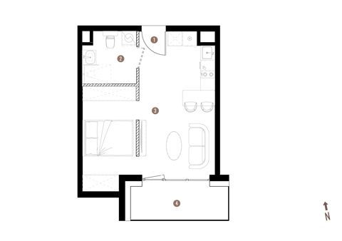 Plan 1 pok. 32m²