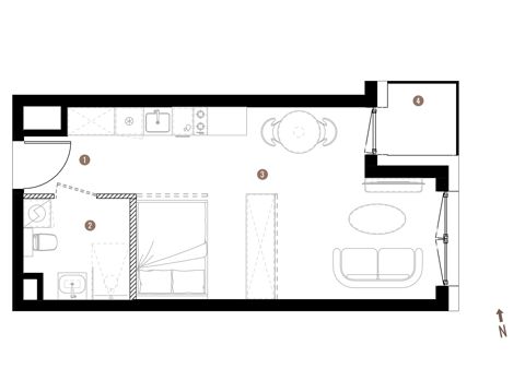Plan 1 pok. 32m²
