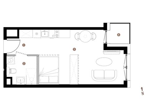 Plan 1 pok. 32m²