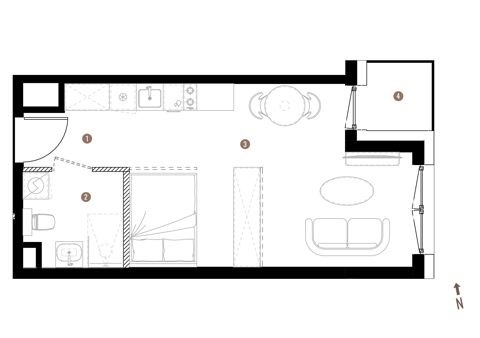 Plan 1 pok. 32m²
