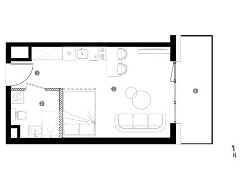 Plan 1 pok. 28m²