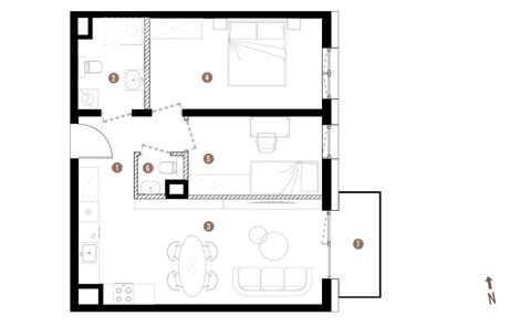 Plan 3 pok. 56m²