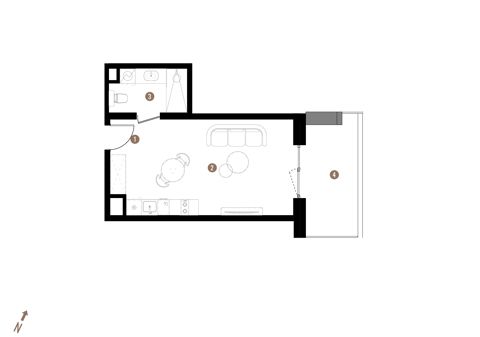Plan 1 pok. 30m²