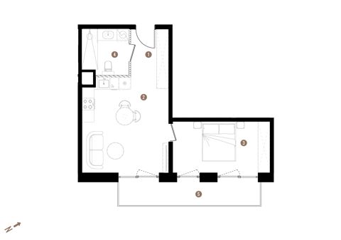 Plan 2 pok. 43m²