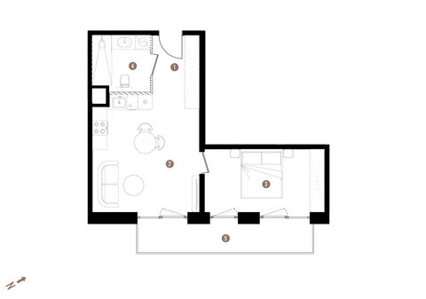 Plan 2 pok. 43m²