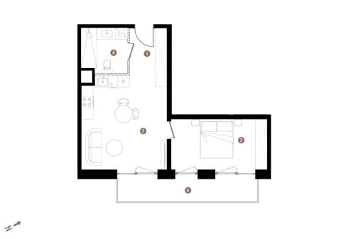 Plan 2 pok. 43m²