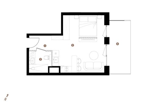 Plan 1 pok. 31m²