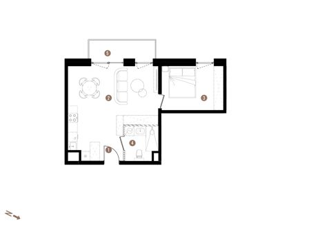 Plan 2 pok. 44m²