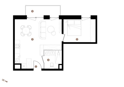 Plan 2 pok. 44m²