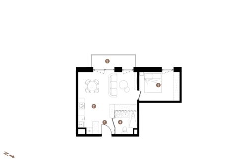 Plan 2 pok. 44m²