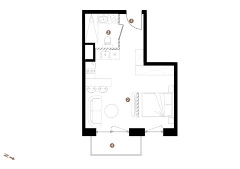 Plan 1 pok. 32m²