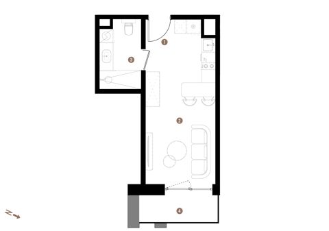 Plan 1 pok. 26m²