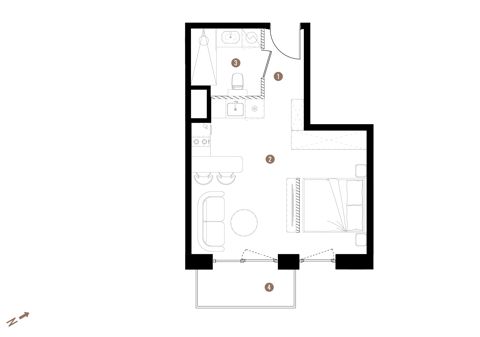 Plan 1 pok. 31m²