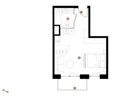 Plan 1 pok. 32m²