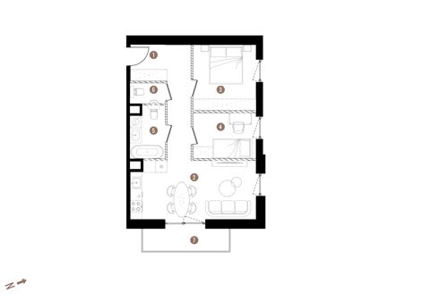 Plan 3 pok. 54m²