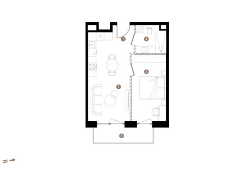 Plan 2 pok. 39m²