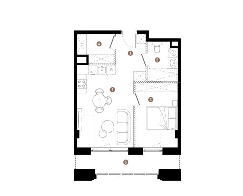 Plan 2 pok. 44m²