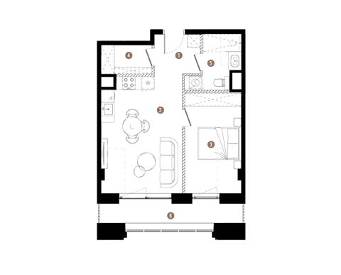 Plan 2 pok. 43m²