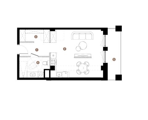 Plan 1 pok. 41m²