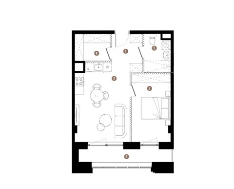 Plan 2 pok. 45m²