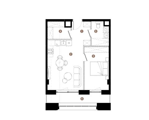 Plan 2 pok. 45m²