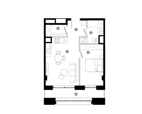 Plan 2 pok. 43m²