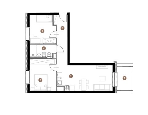 Plan 3 pok. 57m²