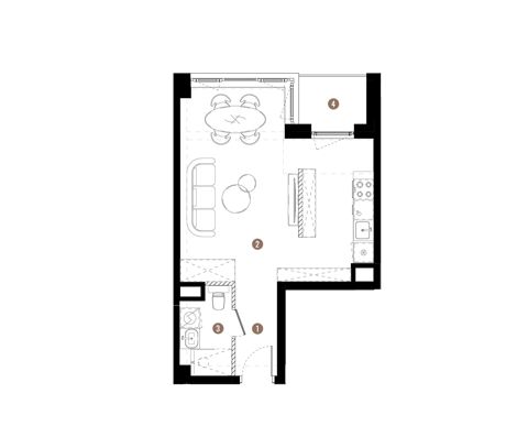 Plan 1 pok. 35m²