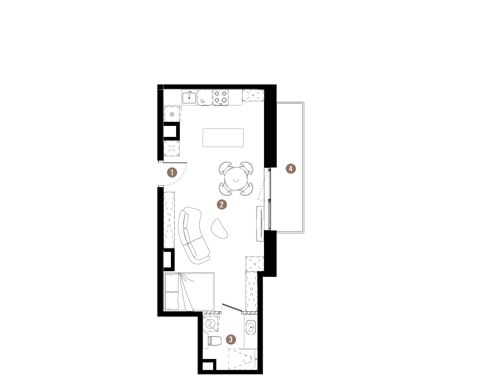 Plan 1 pok. 36m²