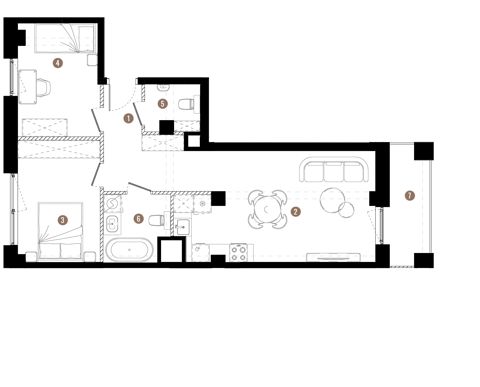 Plan 3 pok. 60m²
