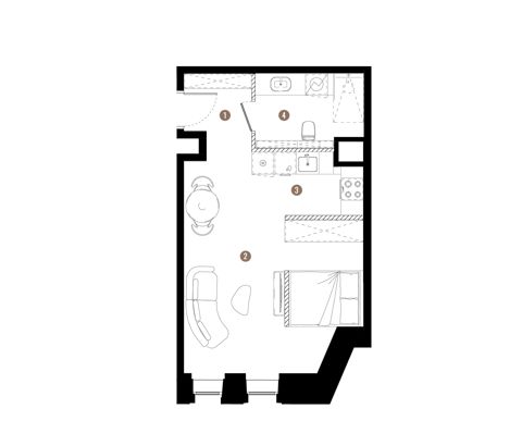 Plan 1 pok. 36m²