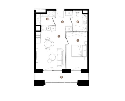 Plan 2 pok. 45m²