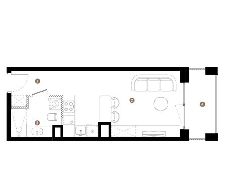 Plan 1 pok. 28m²