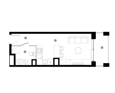Plan 1 pok. 28m²