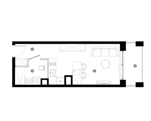 Plan 1 pok. 28m²