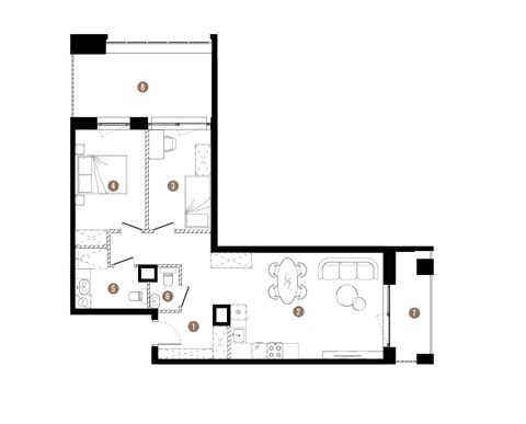 Plan 3 pok. 64m²