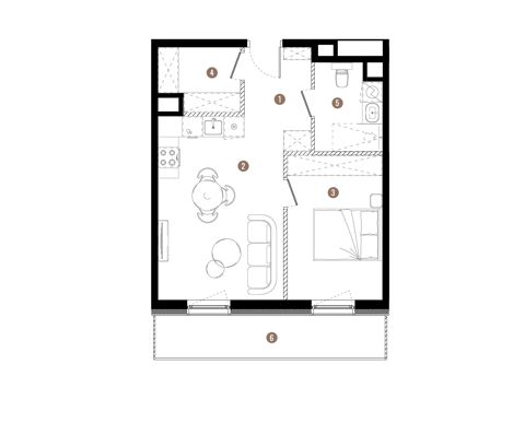 Plan 2 pok. 44m²