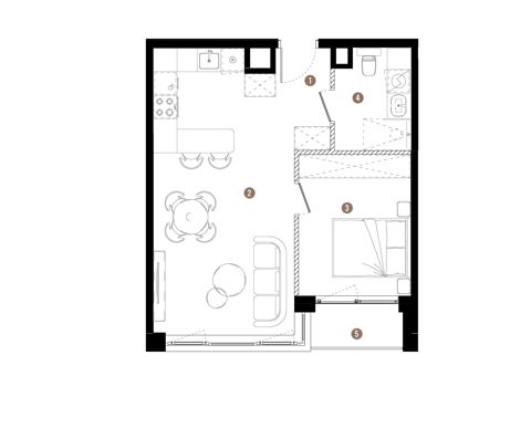 Plan 2 pok. 43m²