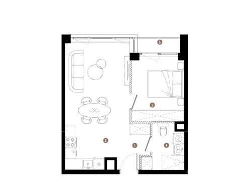 Plan 2 pok. 41m²