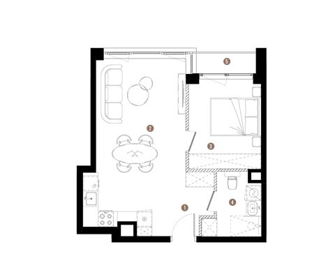 Plan 2 pok. 42m²