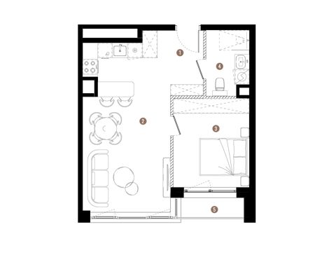 Plan 2 pok. 43m²